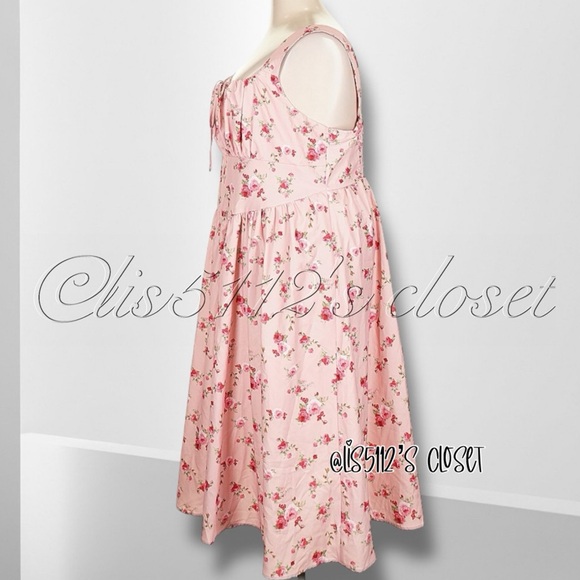 Cider Pink Rose Floral Woven Corset Midi Peasant Dress 3XL - Picture 4 of 15